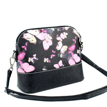 Women Shell Bag Shoulder Bag Butterfly Floral Print Crossbody Bag PU Leather Zipper Closure Messenger Bag Black Bolsa Feminina TIML66 TIML66