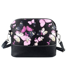 Women Shell Bag Shoulder Bag Butterfly Floral Print Crossbody Bag PU Leather Zipper Closure Messenger Bag Black Bolsa Feminina TIML66 TIML66