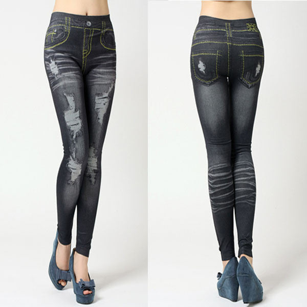 Stretchy Skinny Jeggings Vintage Distressed Tights Denim Jeans Slim Pants TIML66