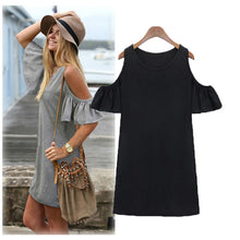 women beach dresses off shoulder butterfly sleeve robe femme mini dress woman clothes black grey TIML66