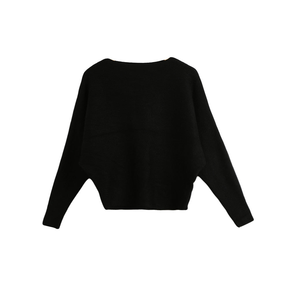 Women Sweaters And Pullovers Long Sleeve Solid Color Sweater Ladies Knitted Pullover Batwing Sleeve Casual Slash Neck Knitwear TIML66 TIML66