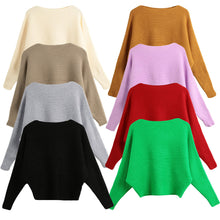 Women Sweaters And Pullovers Long Sleeve Solid Color Sweater Ladies Knitted Pullover Batwing Sleeve Casual Slash Neck Knitwear TIML66 TIML66