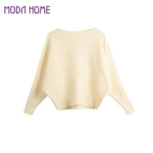 Women Sweaters And Pullovers Long Sleeve Solid Color Sweater Ladies Knitted Pullover Batwing Sleeve Casual Slash Neck Knitwear TIML66 TIML66