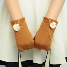 Women Warm Cotton Touch Screen Glove Bow Flower Lace Wrist Gloves Mittens New TIML66