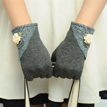Women Warm Cotton Touch Screen Glove Bow Flower Lace Wrist Gloves Mittens New TIML66