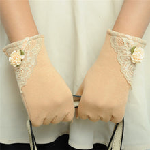 Women Warm Cotton Touch Screen Glove Bow Flower Lace Wrist Gloves Mittens New TIML66