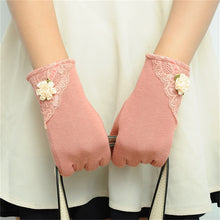 Women Warm Cotton Touch Screen Glove Bow Flower Lace Wrist Gloves Mittens New TIML66