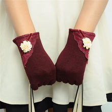 Women Warm Cotton Touch Screen Glove Bow Flower Lace Wrist Gloves Mittens New TIML66