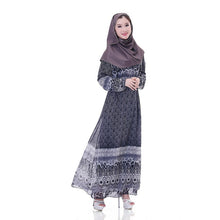 Women's Floral Chiffon Kaftan Abaya Jilbab Islamic Muslim Long Sleeve Maxi Dress PY3 TIML66