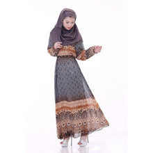 Women's Floral Chiffon Kaftan Abaya Jilbab Islamic Muslim Long Sleeve Maxi Dress PY3 TIML66