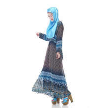 Women's Floral Chiffon Kaftan Abaya Jilbab Islamic Muslim Long Sleeve Maxi Dress PY3 TIML66