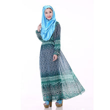Women's Floral Chiffon Kaftan Abaya Jilbab Islamic Muslim Long Sleeve Maxi Dress PY3 TIML66