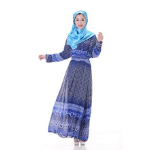 Women's Floral Chiffon Kaftan Abaya Jilbab Islamic Muslim Long Sleeve Maxi Dress PY3 TIML66