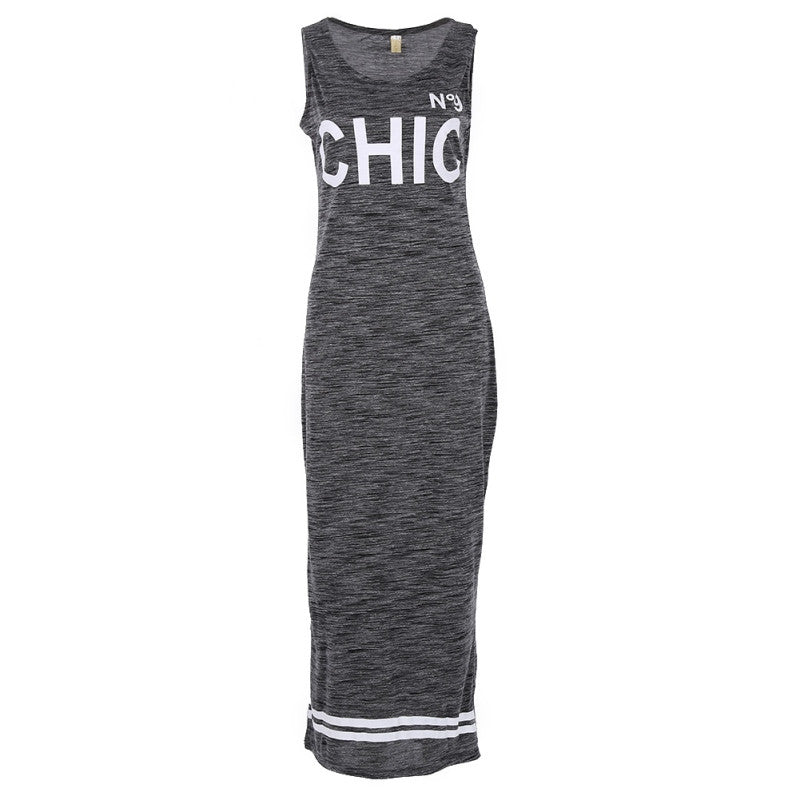 Women's S Sexy Slim Fit Casual Bodycon Dress Letter Print Beach Maxi Dress Vestidos De Festa TIML66