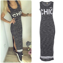Women's S Sexy Slim Fit Casual Bodycon Dress Letter Print Beach Maxi Dress Vestidos De Festa TIML66