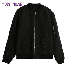 womens bomber jacket women parka padded zipper pockets warm casual jacket outerwearcoat black abrigos mujer TIML66