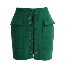 Womens Faux Suede Leather Skirt Pink Classic Vintage All-Match Bandage Skirt High Waist Bodycon Short Pencil Skirt TIML66 TIML66