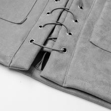 Womens Faux Suede Leather Skirt Pink Classic Vintage All-Match Bandage Skirt High Waist Bodycon Short Pencil Skirt TIML66 TIML66