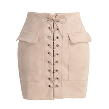 Womens Faux Suede Leather Skirt Pink Classic Vintage All-Match Bandage Skirt High Waist Bodycon Short Pencil Skirt TIML66 TIML66