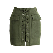 Womens Faux Suede Leather Skirt Pink Classic Vintage All-Match Bandage Skirt High Waist Bodycon Short Pencil Skirt TIML66 TIML66