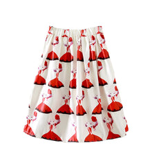 women skirt midi skirt girl print knee length elastic high waist a line pleated skirt black beige jupe femme TIML66